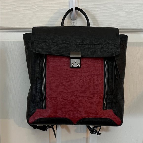 3.1 phillip lim pashli textured leather backpack La Garonne Silver tone hardware 3.1 Phillip Lim Burgundy Black